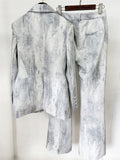 Women's 2Pcs Long Sleeve Lapel Single Breasted Gradient Suit & Pants Set