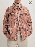 Relaxed Printed Lapel Coats for Men