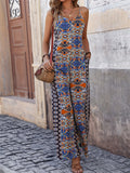 Women's Ethnic Style Print Strap Wide Leg Jumpsuits