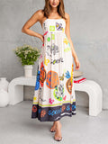 Lovely Cartoon Printed Women's Back Tie-up Dress