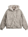 ‌Men's Winter Warm Loose Fit‌ Faux Fur Leopard Print Bomber Coats