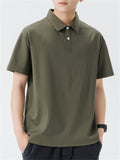 Men's Summer Cotton Solid Color Lapel Polo T-Shirt