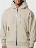 Men's Solid Color Casual Zip Hoodies with Pocket