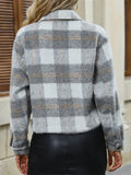 Women's Casual Plaid Single Breasted Waist Length Long Sleeve Coat
