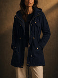 Women Winter Lined Drawstring Parka Hooded Jackets
