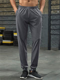 Men's Stretchy Elastic Waist Sporty Tapered Leg Pants with Pockets