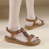 Multicolored Rhinestone Open Toe Beach Sandals for Women