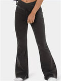 Women's Solid Color Fitted High Stretch Flared Pants