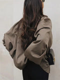 Women's Oversized Long Sleeve Zipper Bomber Coat