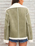 Women's Winter Trendy Contrast Color Patchwork Lapel Single Breasted Coats