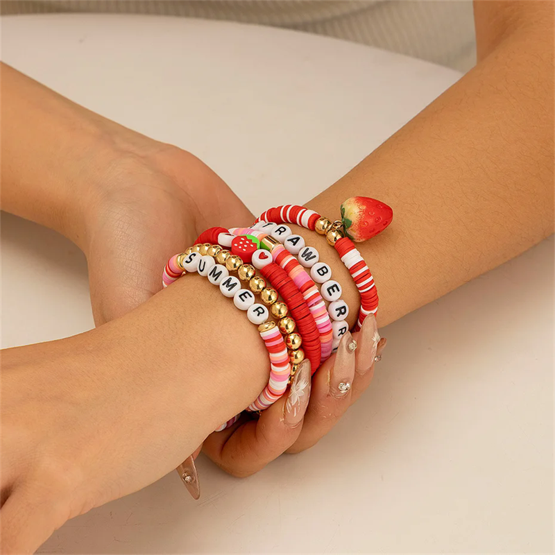 Valentine's Day Gifts Sweet Multilayer Letter Strawberry Bracelets