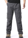 Men's Casual Solid Color Cotton Autumn Cargo Trousers