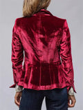 Ladies' Elegant Vintage Velvet Lapel Single Breasted Long Sleeve Coats
