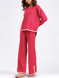 Candy Color Long Sleeve Knitted Shirt + Casual Pants