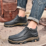 Men's Faux Leather Seam Slip-on Outdoor Casual High-Top Boots