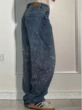 Women's Stylish Straight Wide Leg Bling Bling Denim Pants