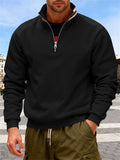 Men's Half-Zip Stand Collar Sweatshirts Warm Casual Outdoor Sports Top