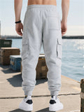 Male's Casual High Street Style Solid Color Pockets Cargo Jogger Trousers