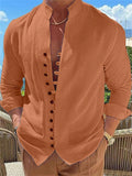 Male Retro Collared Button Up T-shirts