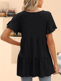 Women's Loose Sweet Style Solid Color Hollow Round Neck Shirts