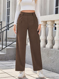 Women's Solid Color Casual Straight Suit Pants