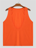 Men's Sexy Solid Color Deep V Neck Sports Vest Sleeveless Shirt