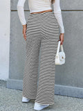 Women's Casual Stripe Drawstring Flared Pants