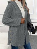 ‌Women's Button Up Warm Fleece Hooded Jacket