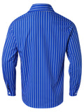 Men's Lapel Striped Button Up Long Sleeve Vacation Party Shirt