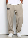 Men's Casual Autumn Solid Color Waffle Sporty Straight Trousers