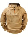 Men's Simple Plain Color Quarter Zip Pullover Hoodies