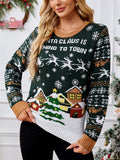 Women's Lazy Style Christmas Tree Snowflake Jacquard Round Neck Sweaters