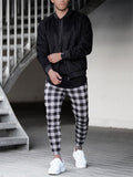 Male Fitted Plaid Stretchy Muscular Casual Trousers