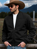 Male's Autumn Solid Color Zip Up Cowboy Suede Jackets