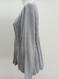 Women's Casual Single-breasted Solid Color Twisted Round Neck Sweaters