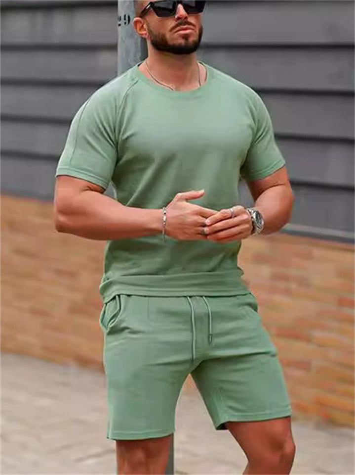 Men's 2 Piece Casual Athletic Gym Summer Short Sleeve Outfits