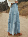 Women's Boho Style A-Line Patchwork Denim Skirts