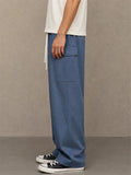 Mens American Style Drawstring Multi Pocket Wide Leg Cargo Pants