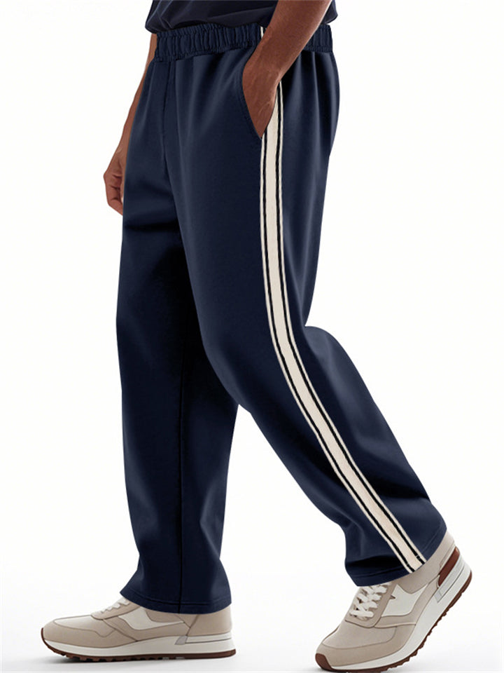 Men's Casual Side Stripe Elastic Waist Pants