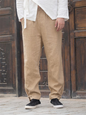Men's Zen Style Retro Solid Color Relaxed Fit Pants