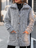 Women's Autumn Solid Color Mid-Length Single Breasted Fleece Coats