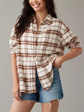 Women's Casual Long Sleeve Button Plaid Blouses