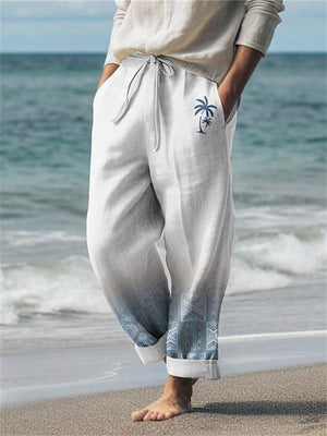 Men's Beach Coconut Tree Print Summer Casual Pants
