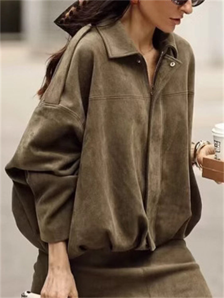 Women's Trendy Zipper Chic BatWing Sleeve Bomber Jackets