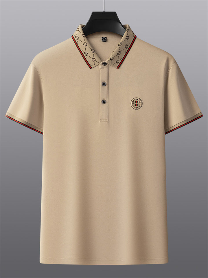 Men's Casual Contrast Trim Short Sleeve Polo Shirts
