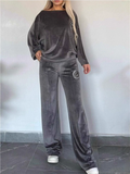 Women's Autumn Velvet Loose BatWing Sleeve Sweatsuit Two Piece Set