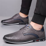 Men's Trendy Faux Leather Contrast Color Lace Up Flats Shoes