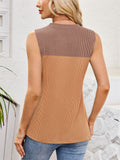 Women's Contrast Color Stripe Sleeveless Round Neck T-Shirt