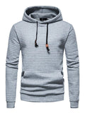 ‌Men's Fashion Grid Pattern Casual Hoodie Tops