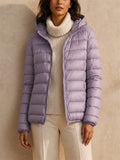 Women Hooded Puffer Jacket Zip Up Lightweight Outerwear